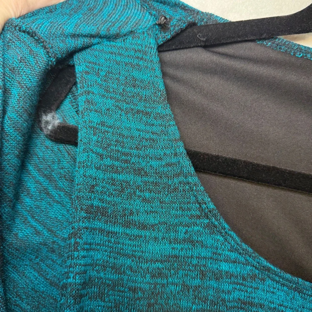 TIANA B. Women's Teal‎ Black Marled Knit Dress Waterfall Cardigan Set Size 10